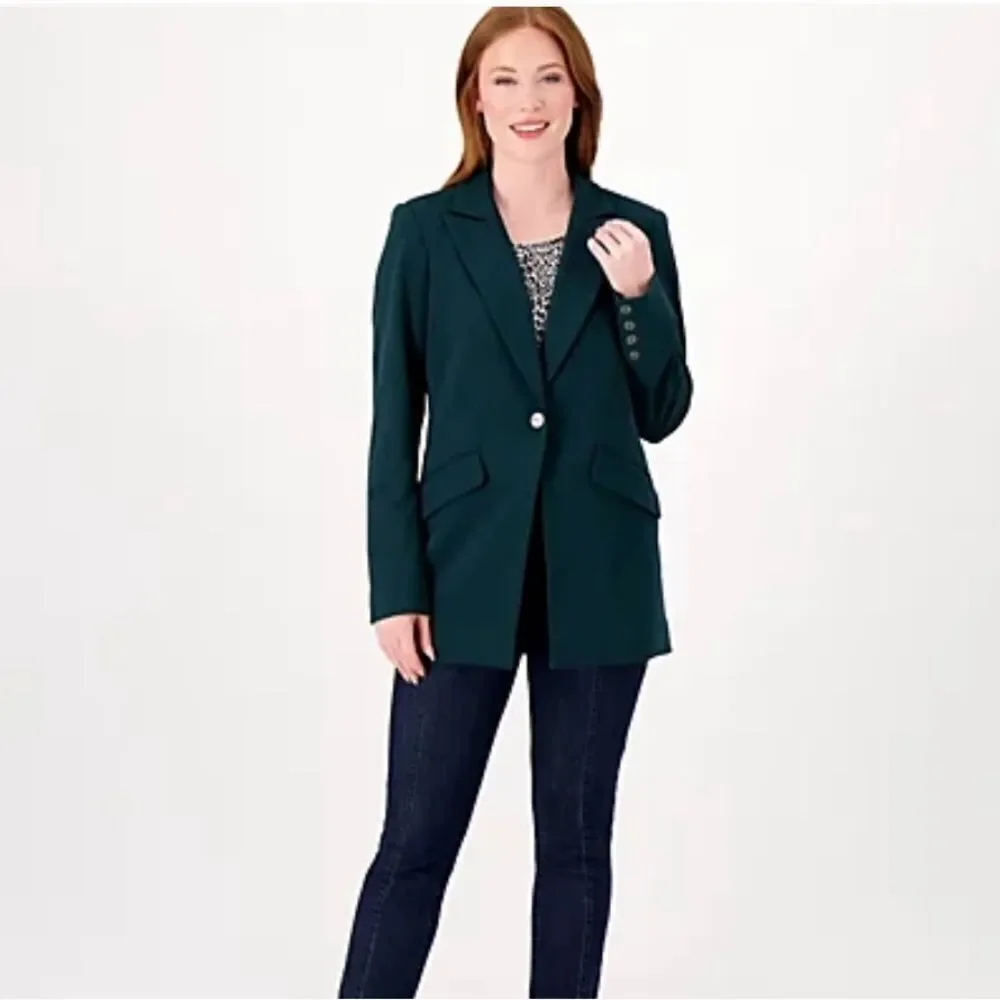 Dennis Basso Luxe Crepe‎ Notched Collar Blazer Black US 12 NWT